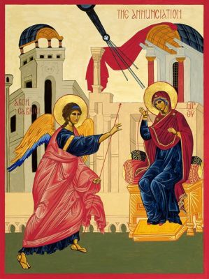  The Annunciation - Iconography Brimming with Celestial Light and Reverent Majesty!