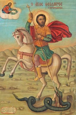  Icon of Saint Theodore Stratilates นำเสนอภาพของความกล้าหาญและศรัทธาอันแรงกล้า!