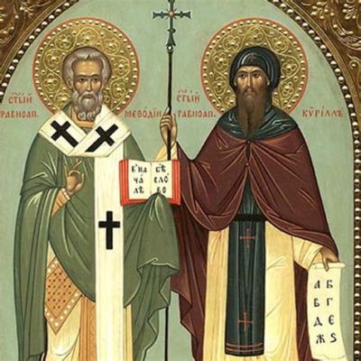  The Ascension of Saints Cyril and Methodius - ผลงานศิลปะไบแซนไทน์ที่ส่องประกายด้วยแสงทองและจิตวิญญาณอันศักดิ์สิทธิ์!